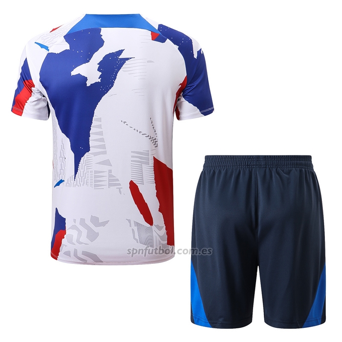 Chandal del Francia Manga Corta 2022-2023 Blanco Rojo Azul - Pantalon Corto
